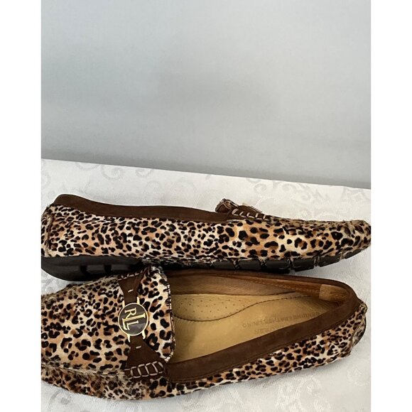 Ralph Lauren  Carley II‎ Leopard Print Loafers Natural Hair Calf Women's 9B - Picture 6 of 10